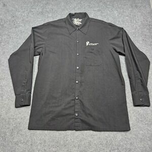 Thor Motorcycle Logo Black Long Sleeve Snap Front Shirt Mens Large